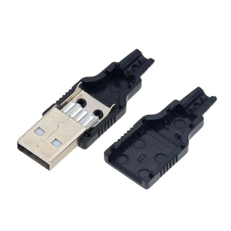 Typ a męskie żeńskie złącze wtykowe USB z plastikową osłoną zestawy do samodzielnego montażu - 10szt