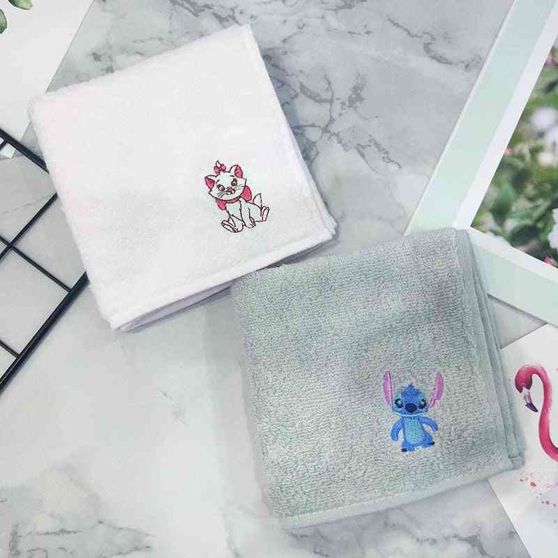 Disney Kinderhandtuch Taschentuch, kleine quadratische Stickerei Mary Cat Cartoon Stich Baumwolle Gesicht saugfähig