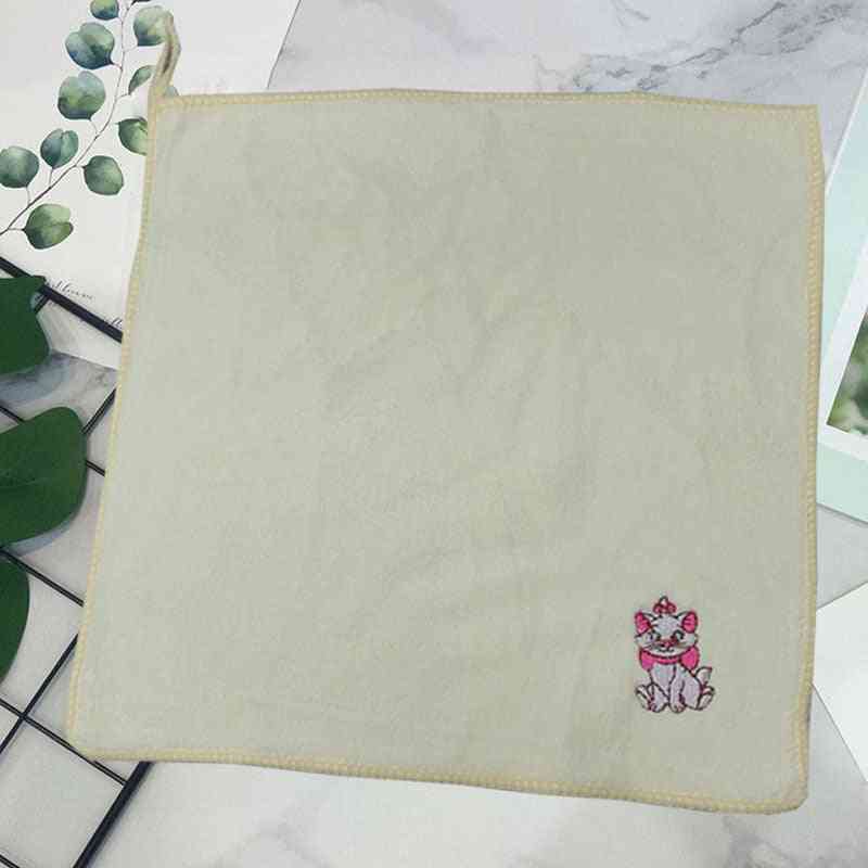 Disney Kinderhandtuch Taschentuch, kleine quadratische Stickerei Mary Cat Cartoon Stich Baumwolle Gesicht saugfähig