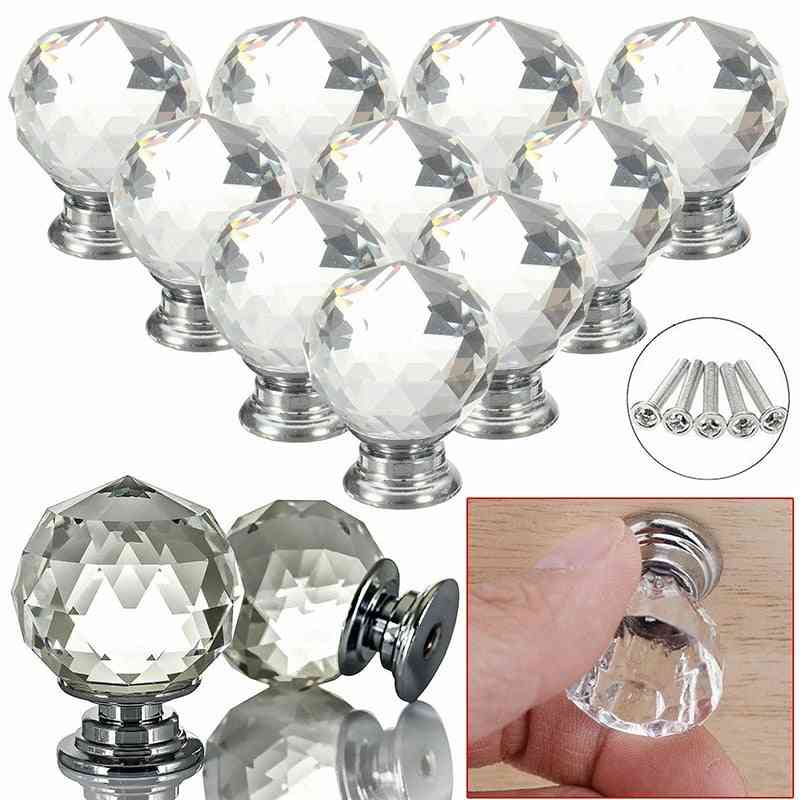 Diamond Shape Design Crystal Glass Knobs- And Cupboard Drawer