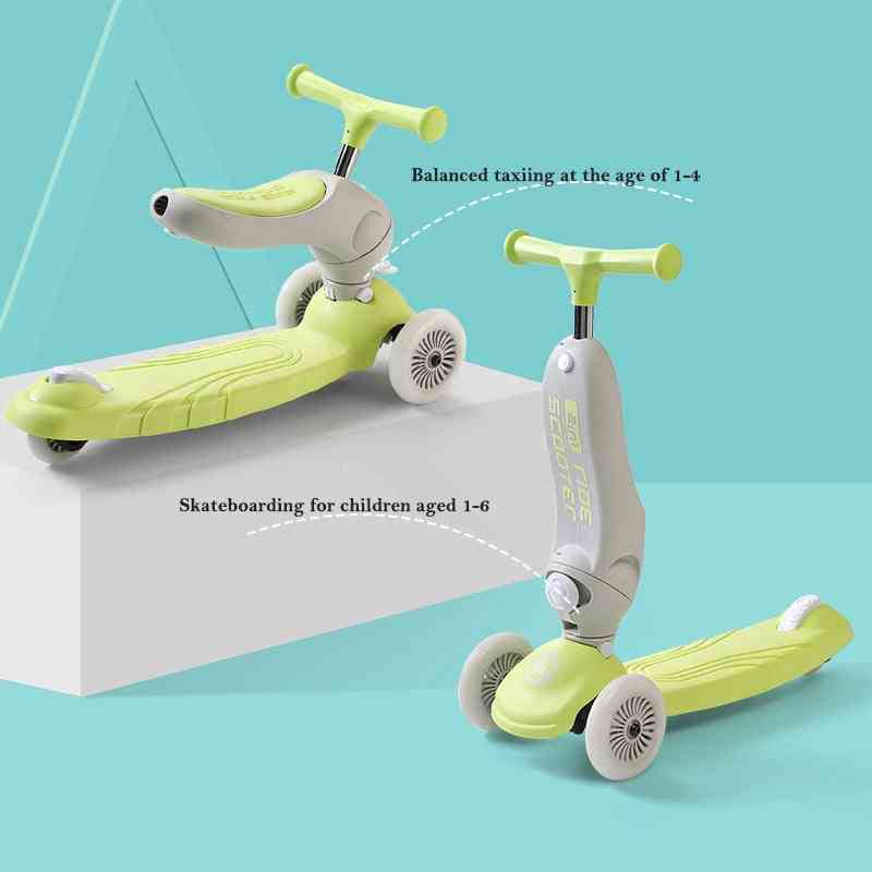 Multifunksjonell balansesykkel, justerbar trehjulbar rullestol, 1-6y trehjulssykkel for barn - lysegrønn
