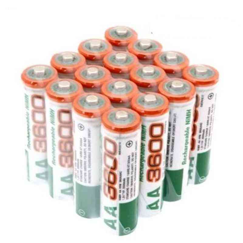 100% nyt aa batteri 3600 mah-genopladeligt batteri, 1,2 v ni-mh aa batteri, velegnet til ure, mus og computere - 4stk.