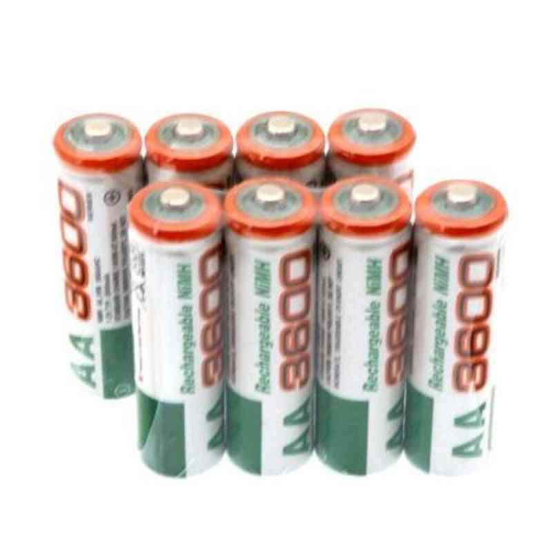 100% nytt aa batteri 3600 mah -oppladbart batteri, 1,2 v ni-mh aa batteri, egnet for klokker, mus og datamaskiner - 4stk.