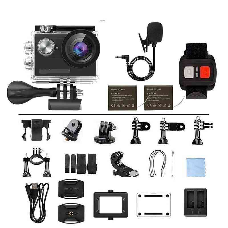 Action camera vision 4k e 16mp, supporto microfono esterno - telecamera subacquea con telecomando wifi (nero) -