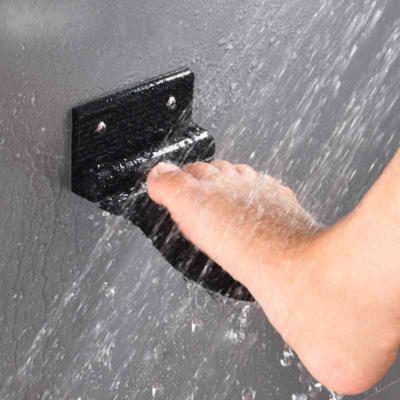 1pc de repose-pieds / piédestal de douche en alliage d'aluminium mural (noir / argent) - b / 15x10x6 cm