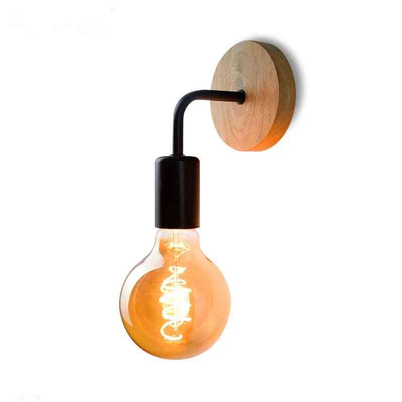 Holzwandlampe Industriedekoration, Wandleuchte Retro Nachttisch Wandleuchte Leuchte - weiß / e27