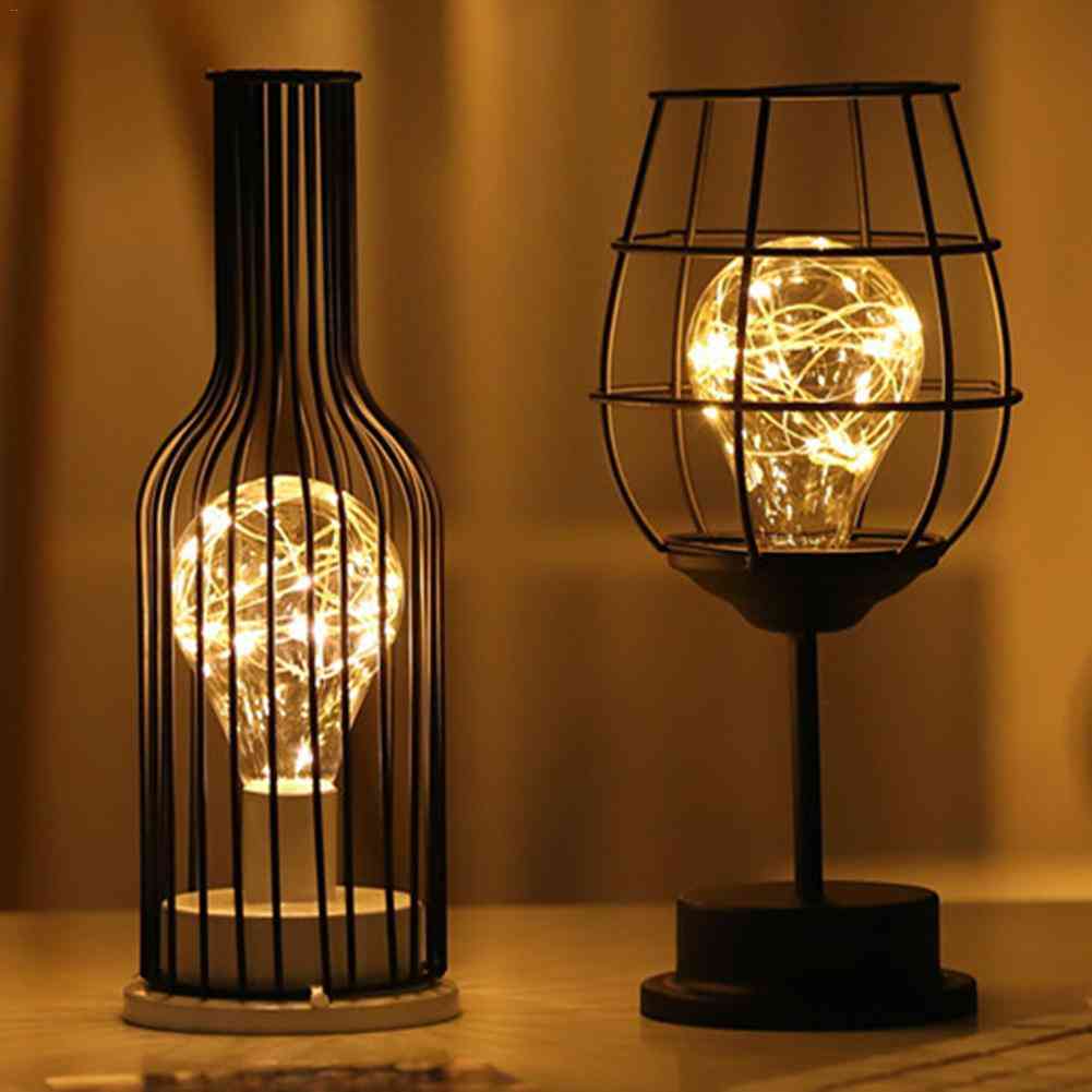 Lampes de table creuses minimalistes d'art rétro créatif, lampe de lecture veilleuse chambre et bureau éclairage décoration - un