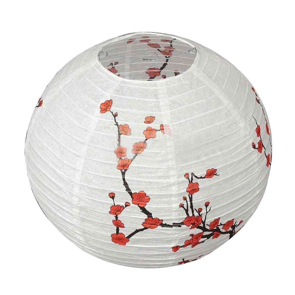 14'' Lamp Shade-plum Blossom Printed, Paper Lantern For Decoration