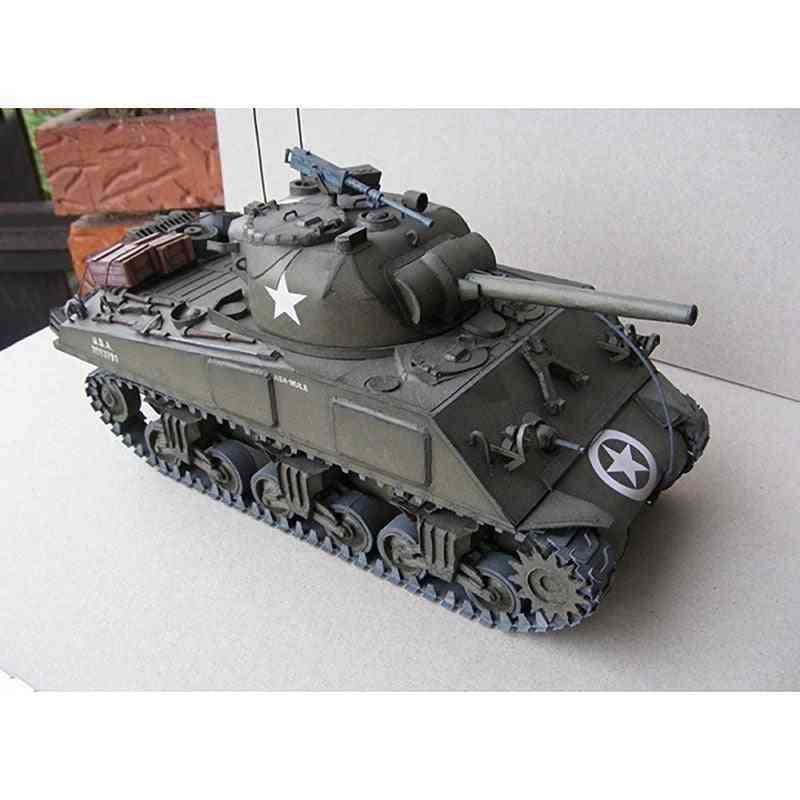Sherman Medium Tank Diy -3d Paper Card Model Building Sets- Construction