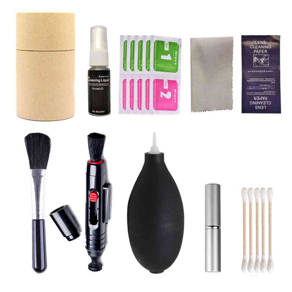 Digital Camera Cleaning Kit -brush, Air Blower, Wipes And Cloth