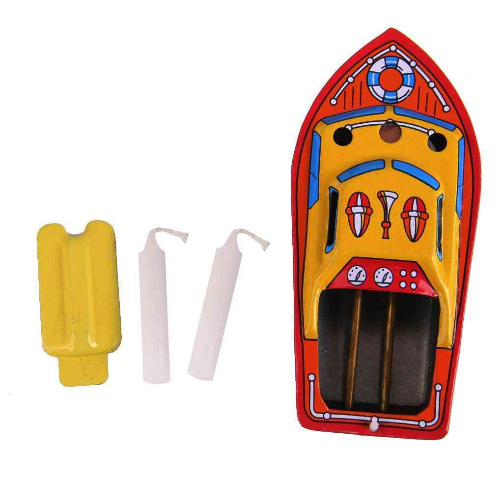 Classic Iron Candle Powered Steam Boat- Tin Toy