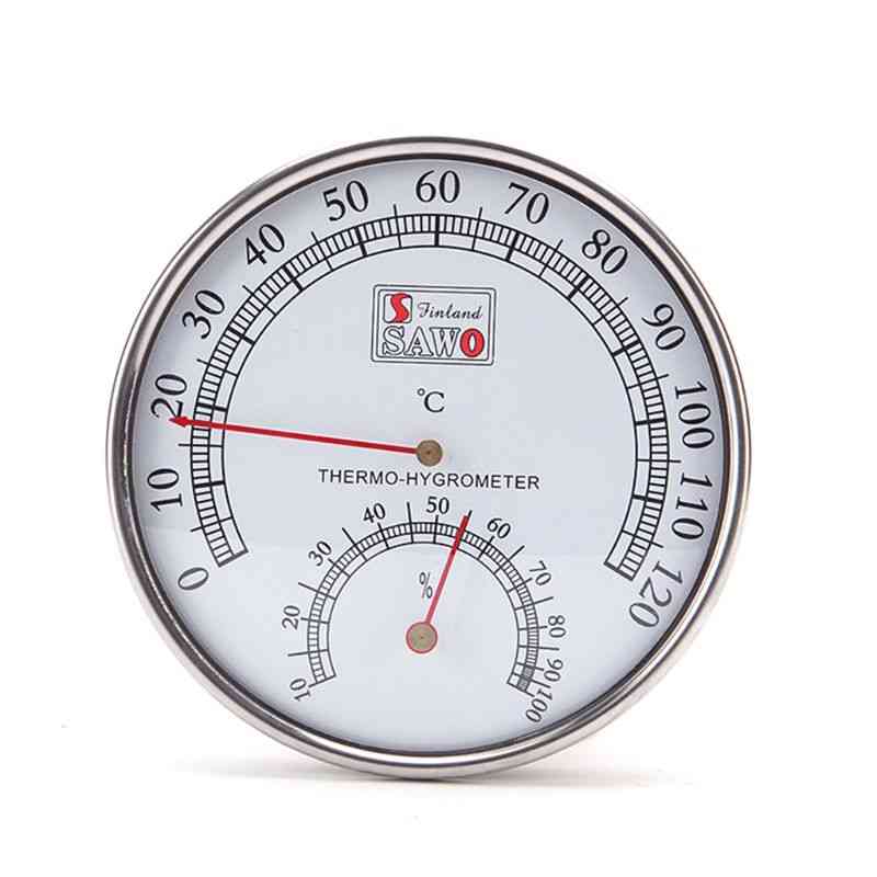 Thermo-hygromètre en acier inoxydable pour salle de bain sauna -