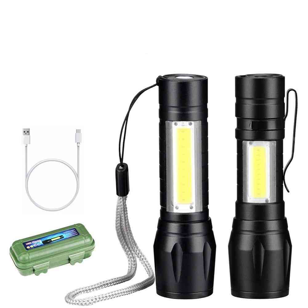 Rechargable And Portable Led Flashlight- Zoomable Torch