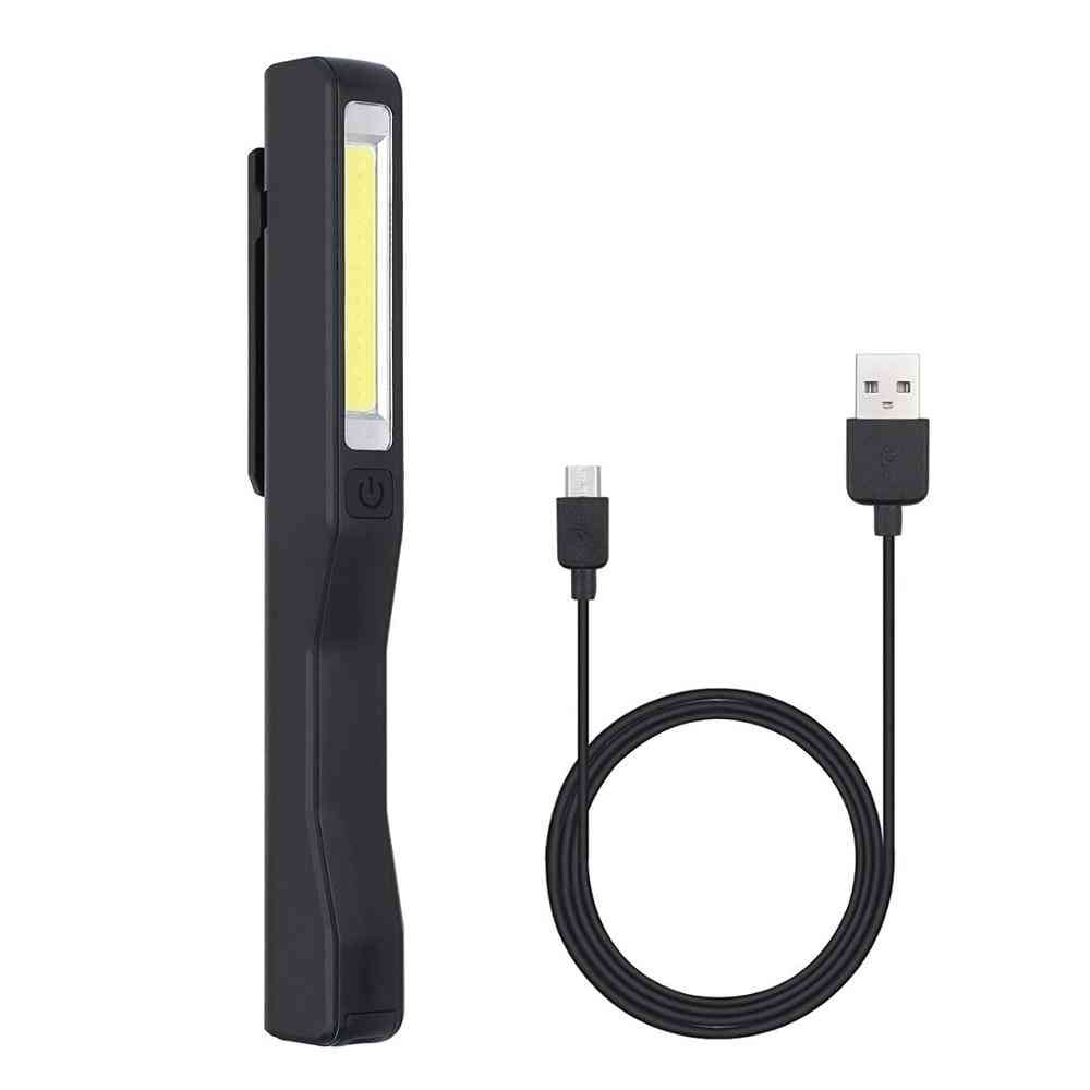 Rechargeable Cob+led Hand Torch Lamp Magnetic Inspection Work Light Flexible