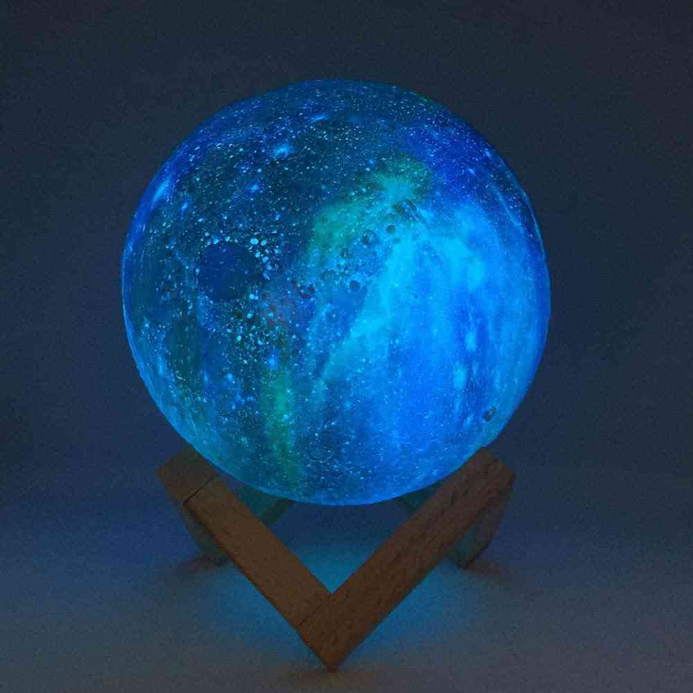 Lampe de lune d'impression 3D à changement de couleur et à télécommande, lumière de galaxie nocturne pour enfants - 16 couleurs / 8cm