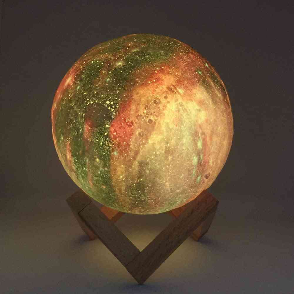 Lampe de lune d'impression 3D à changement de couleur et à télécommande, lumière de galaxie nocturne pour enfants - 16 couleurs / 8cm