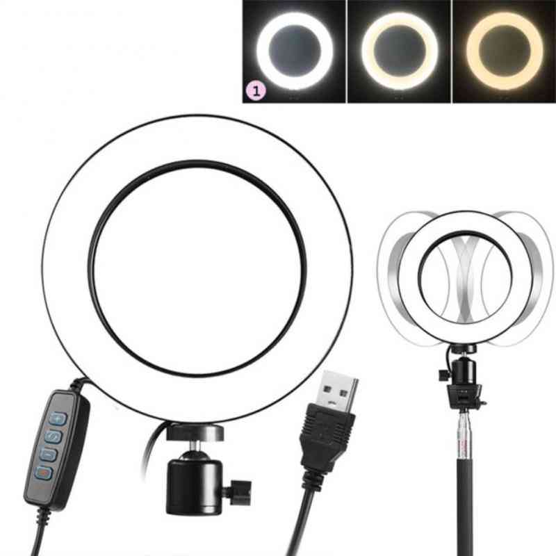 Iluminare fotografică USB încărcare led selfie inel lentilă, lumină de umplere 3 trepied reglabil cu luminozitate