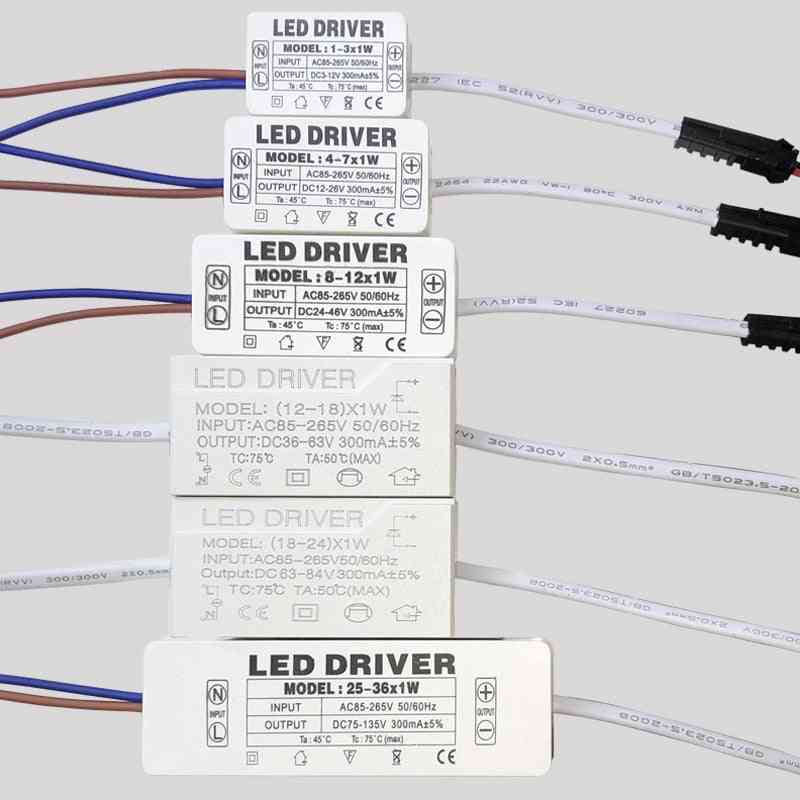 Alimentatore di alta qualità 1w / 7w / 15w / 18w / 24w / 36w, interruttore trasformatore adattatore driver led per luci led