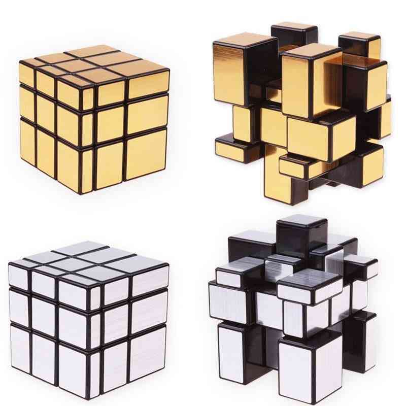 Qiyi קסם מראה מהירות 3x3x3 קוביית מדבקות זהב כסף, צעצועי קוביות פאזל מקצועיות לילדים