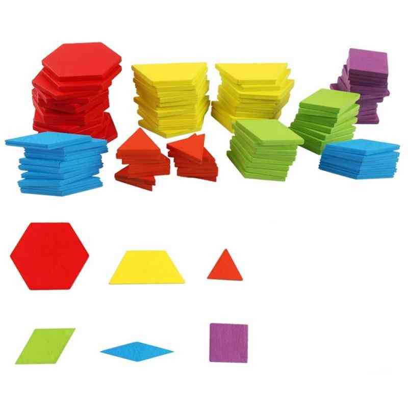 Puinen palapelilautasetti värikkäitä vauvojen montessori-opetusleluja lapsille, jotka oppivat lelua - ei laatikkoa
