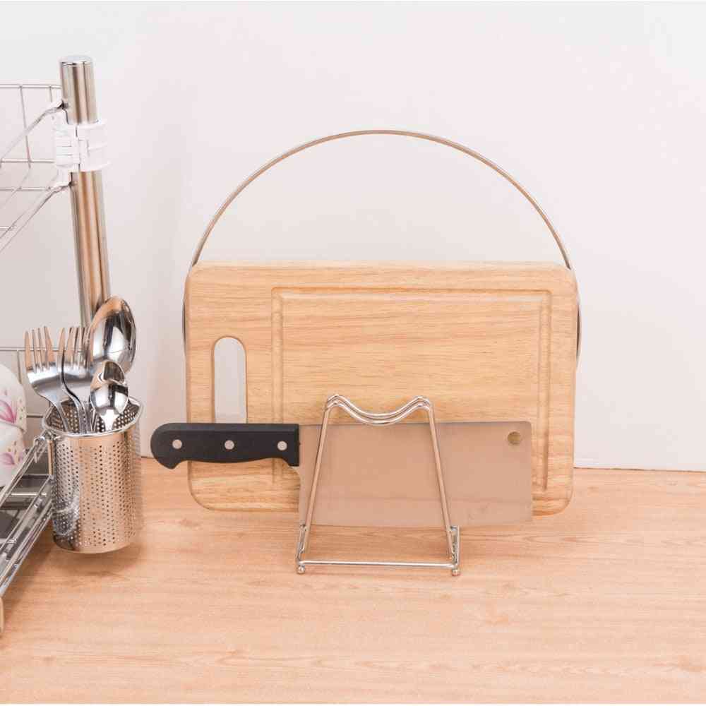 Cutting Board Holder- Stainless Steel Pot Lid Rack Stand- Knife Organizer