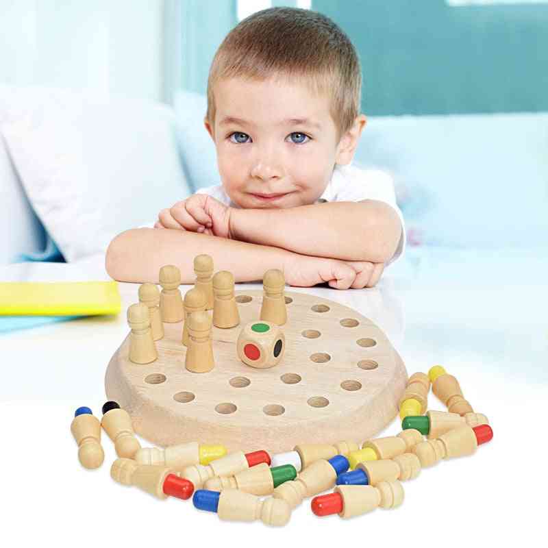Jeu d'échecs de bâton de mémoire en bois, conseil de bloc amusant couleur éducative capacité cognitive jouets pour enfants enfants cadeau