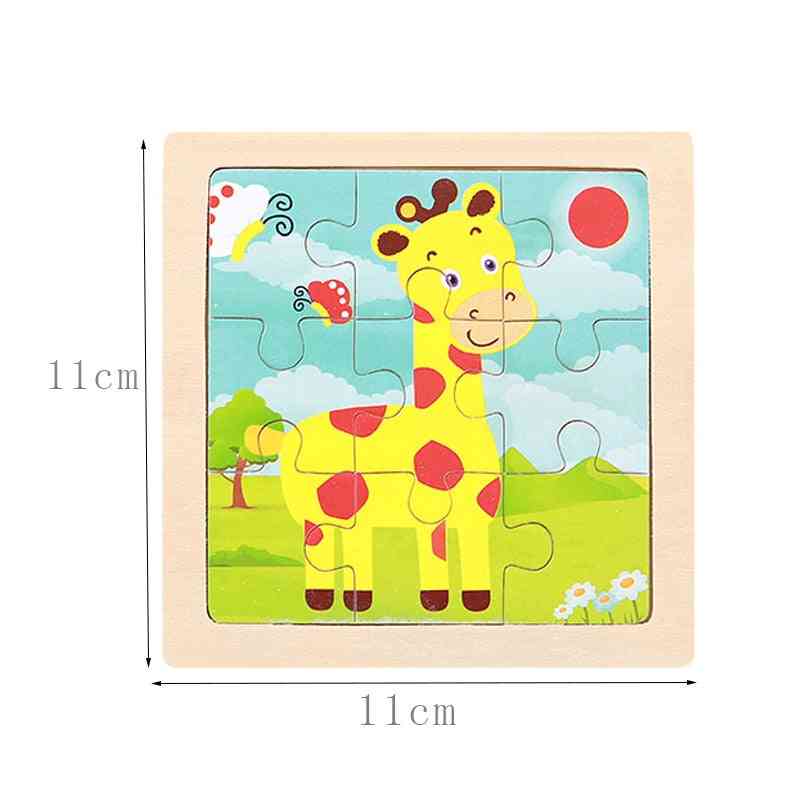 Intelligence Kids Wooden 3d Puzzle Jigsaw Tangram For Baby Cartoon Animal/traffic Puzzles Educational Learning
