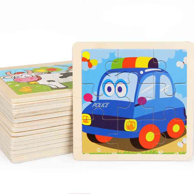 Intelligence Kids Wooden 3d Puzzle Jigsaw Tangram For Baby Cartoon Animal/traffic Puzzles Educational Learning