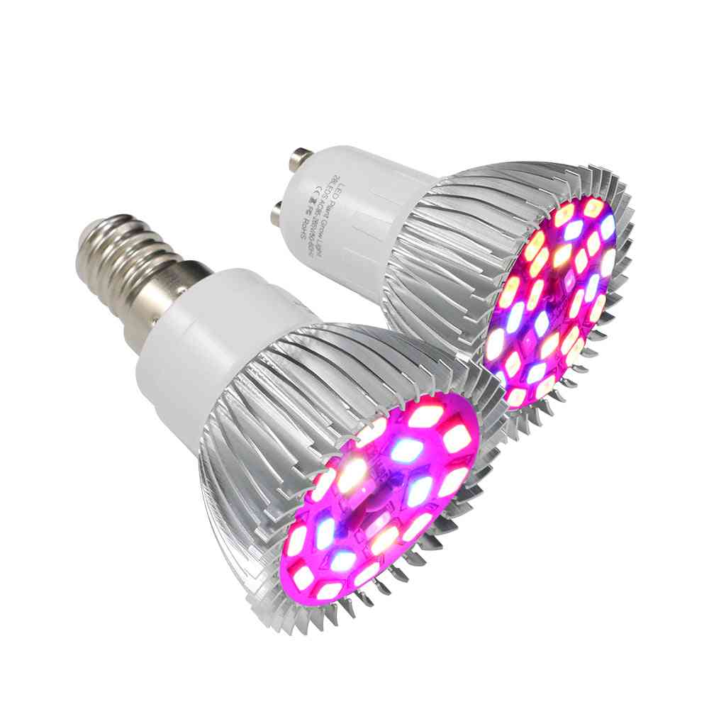 220V LED rosnąca żarówka aluminiowa powłoka E27 / E14 GU10 pełne spektrum 18 diod / 28 diod led rosnąca lampa do wzrostu roślin leczniczych