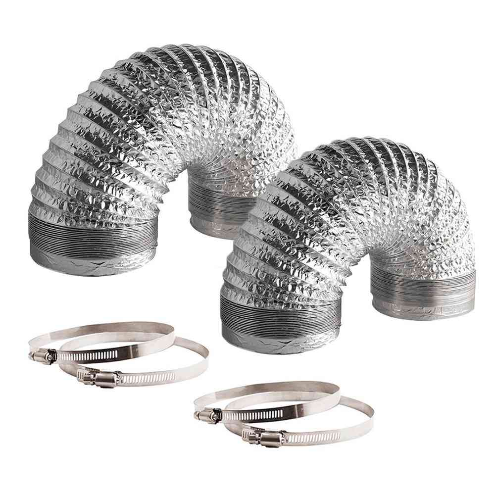 Non-insulated, Flex Air Aluminum Foil- Ducting Dryer Vent Hose With 2 Clamps