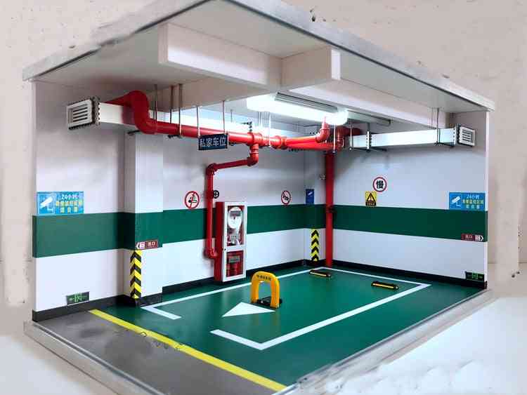 Simulation de voiture modèle en alliage 1:18, espace de stationnement de garage souterrain - jouets pour enfants