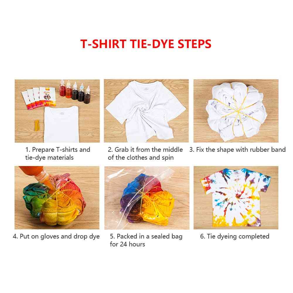 Baumwolle Leinen Kleidung ungiftig DIY Mode Farbe Kunst Tie-Dye-Kit - 12 Farbe-350686