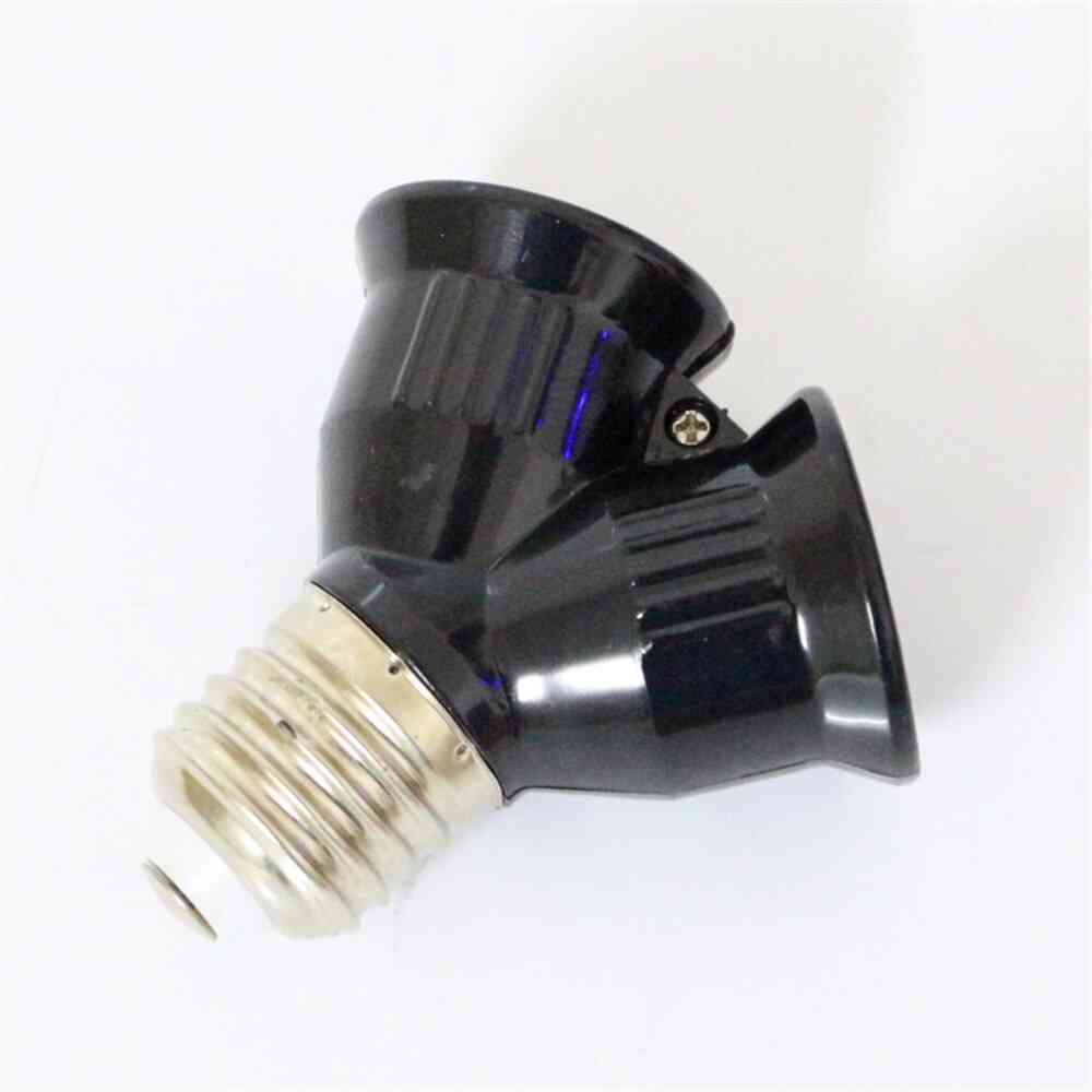 Black Fireproof E27 To 2e27 Lamp Holder Converter