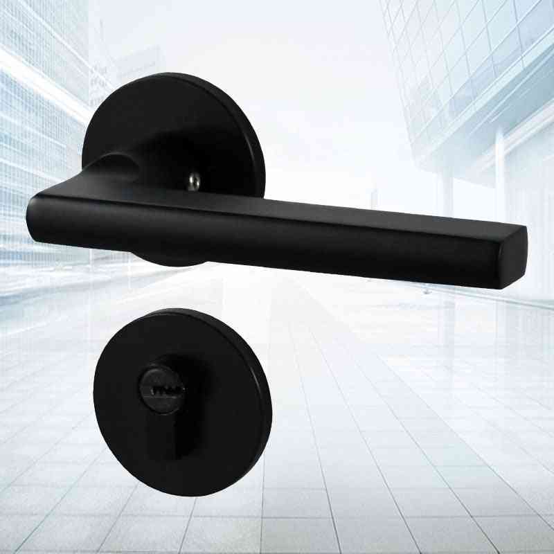 Vackert, svart utrymme aluminium dörrhandtag interiör / sovrumslås delad tyst hårdvara -