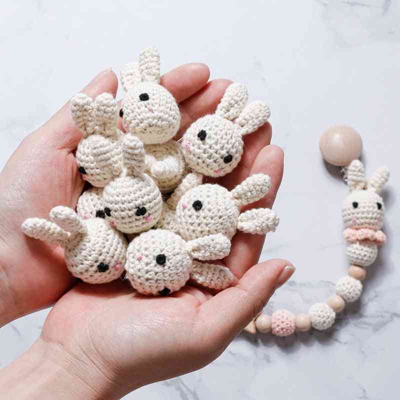 Cute Pattern, Crochet Bead For Baby Pacifier Chain-diy Wooden Teething Clips