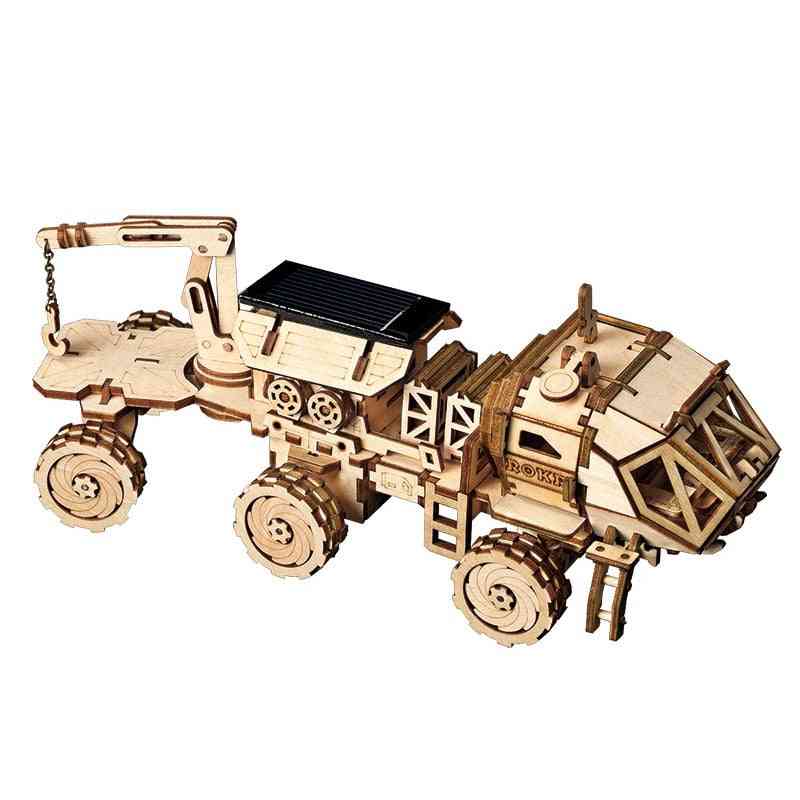 Robotime jucărie mobilă alimentată cu energie solară - puzzle 3D bricolaj tăiere cu laser model din lemn