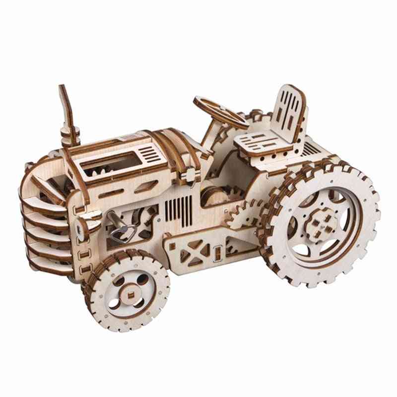 Robotime 4 slags DIY 3d träpusselspel laserskärande mekanisk leksaksgåva för pojkar och tjejer