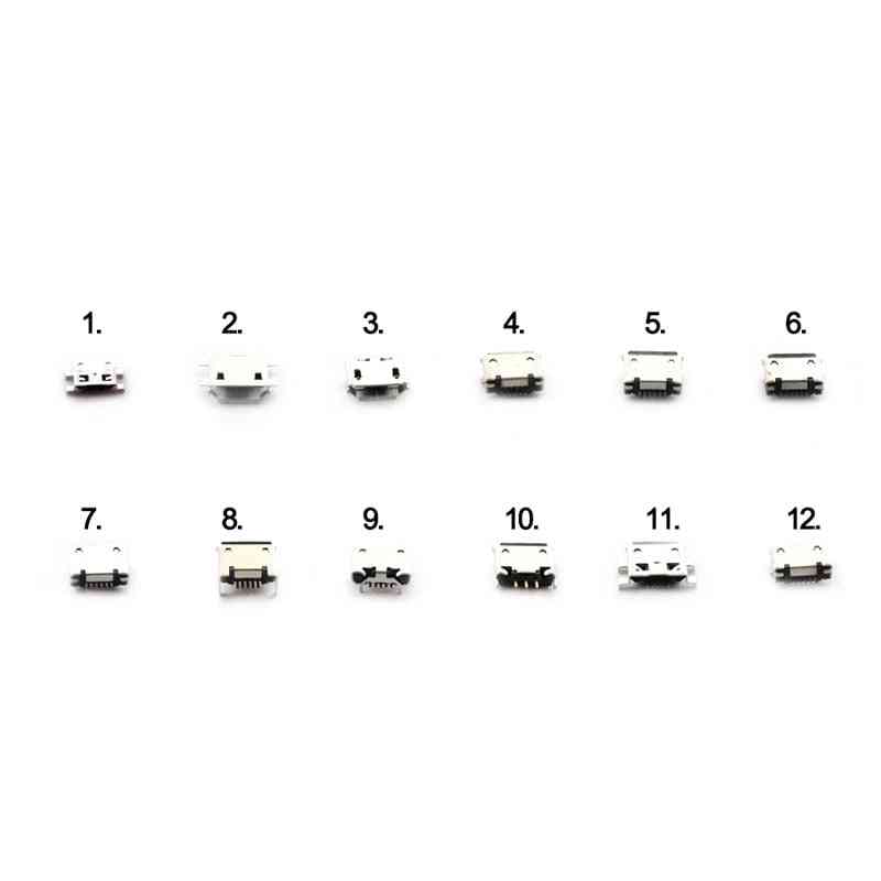 60 buc / set conector micro usb, 12 modele mufă mufă pentru mp3 / lenovo / huawei / samsung