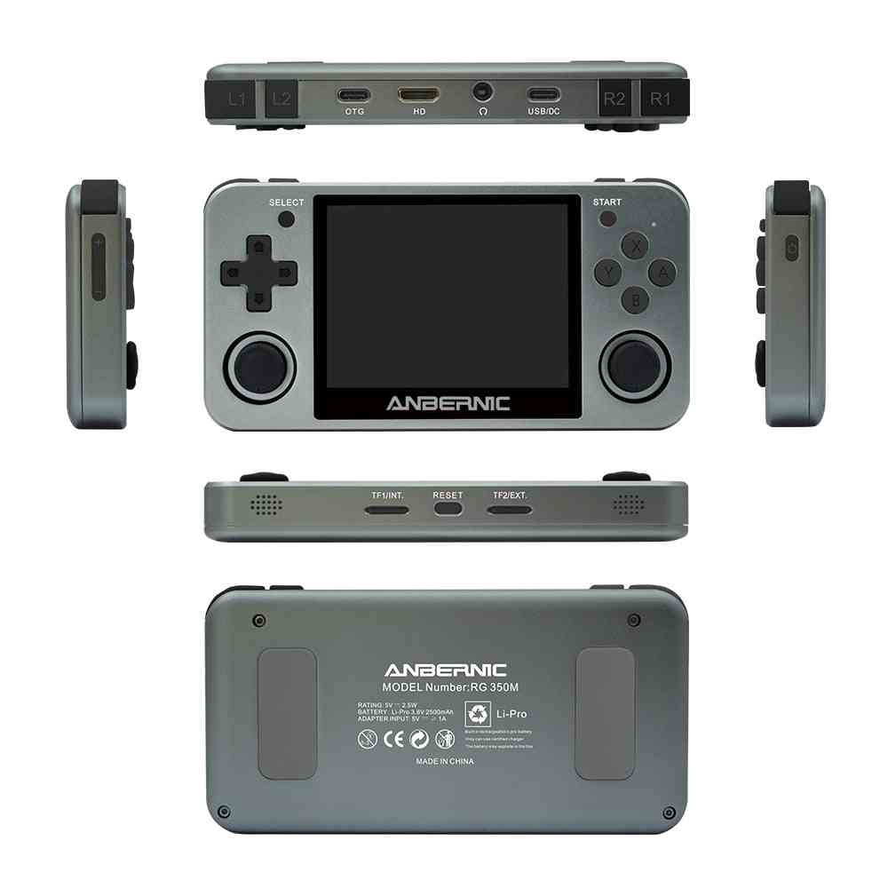 Écran d'ips en alliage d'aluminium de jeux rétro ps1, émulateurs de console de jeux vidéo lecteur de jeu portable rg350