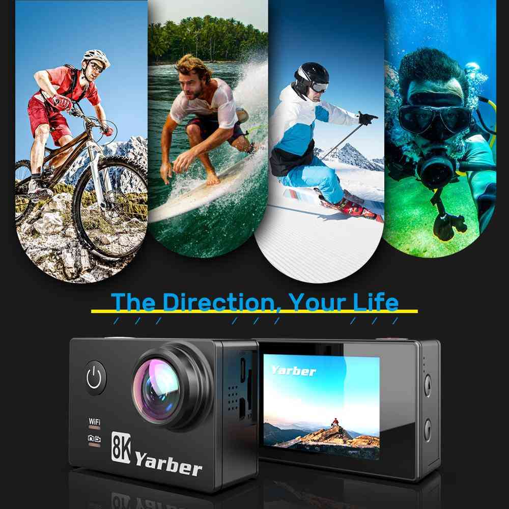 8k wifi action kamera 4k 60fps 20mp hd 40m vandtæt action cam app fjernbetjening motorcykel hjelm sport (standard)