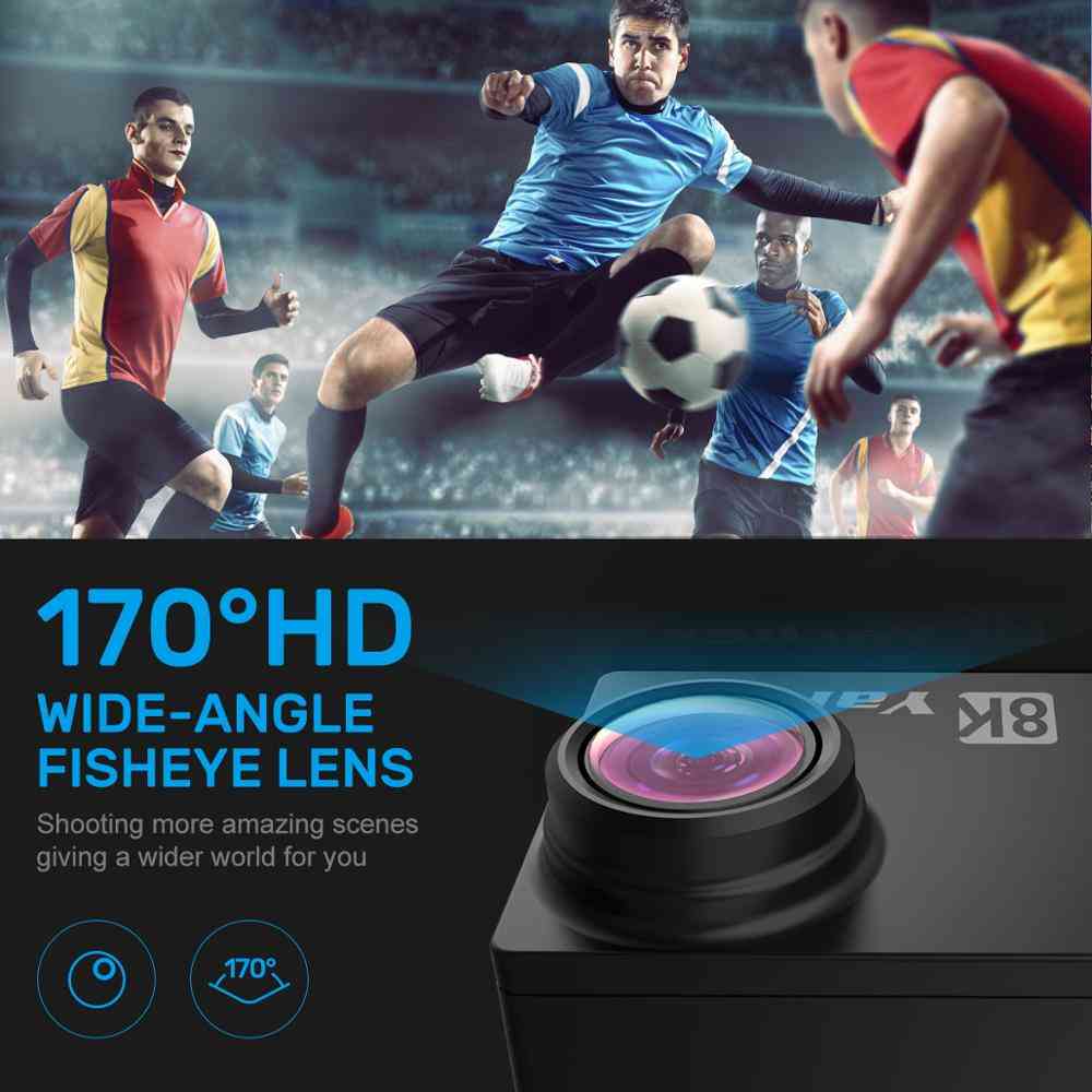 Caméra d'action WiFi 8K 4K 60FPS 20MP HD 40M Caméra d'action étanche App Télécommande Casque de moto Sports (Standard)