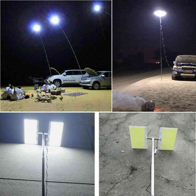 3m 48W teleskopisk cob rod-led spotlight, fiskeri udendørs camping vandreture grill udendørs med RF fjernbetjening lampe (hvid 48W)