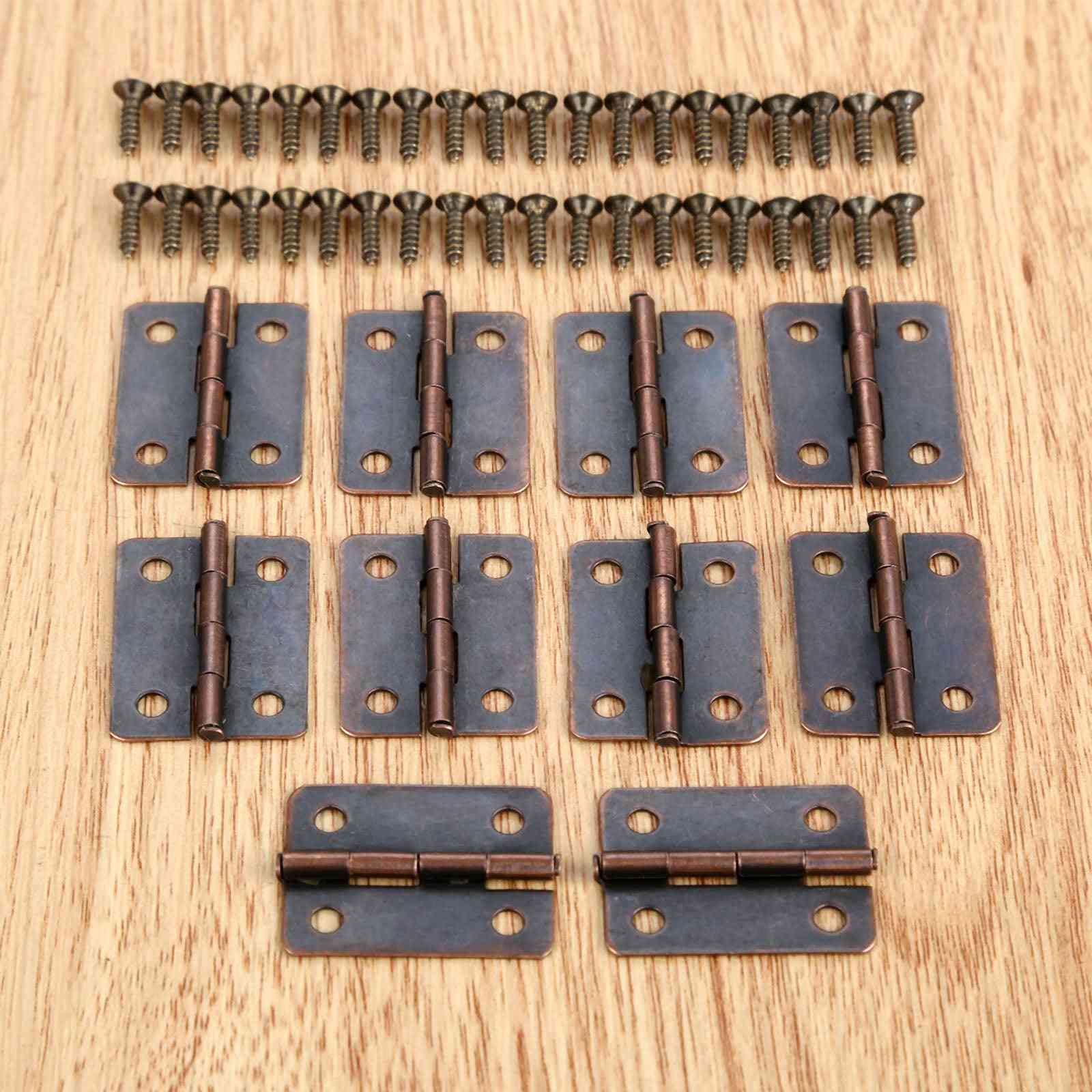 10pcs  Of Antique Hinges With Screw For Vintage Wooden Box/door/cabinet/suitcase/wardrobe