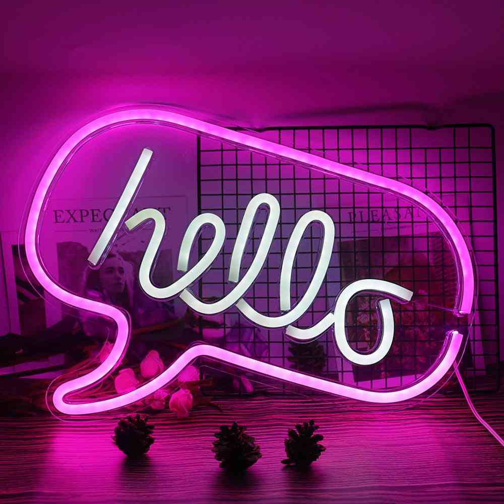 Hola letrero de luz de neón led letras - hola rosa