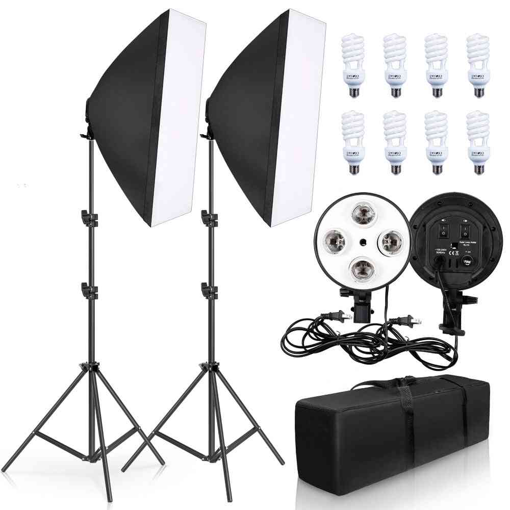 Photography Lighting Lamp -soft Box Kit Holder With Bulb