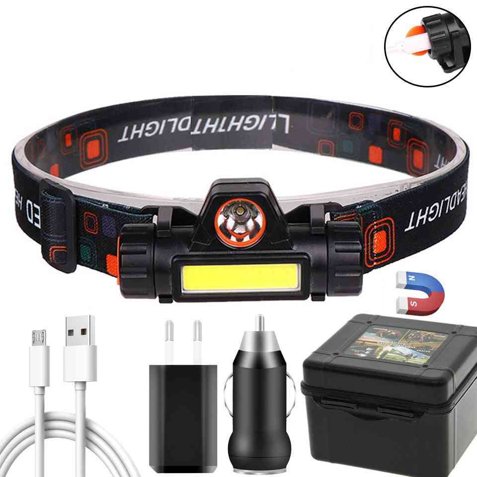 Portable & Powerful, Cob Led Headlamp With Usb Rechargeable