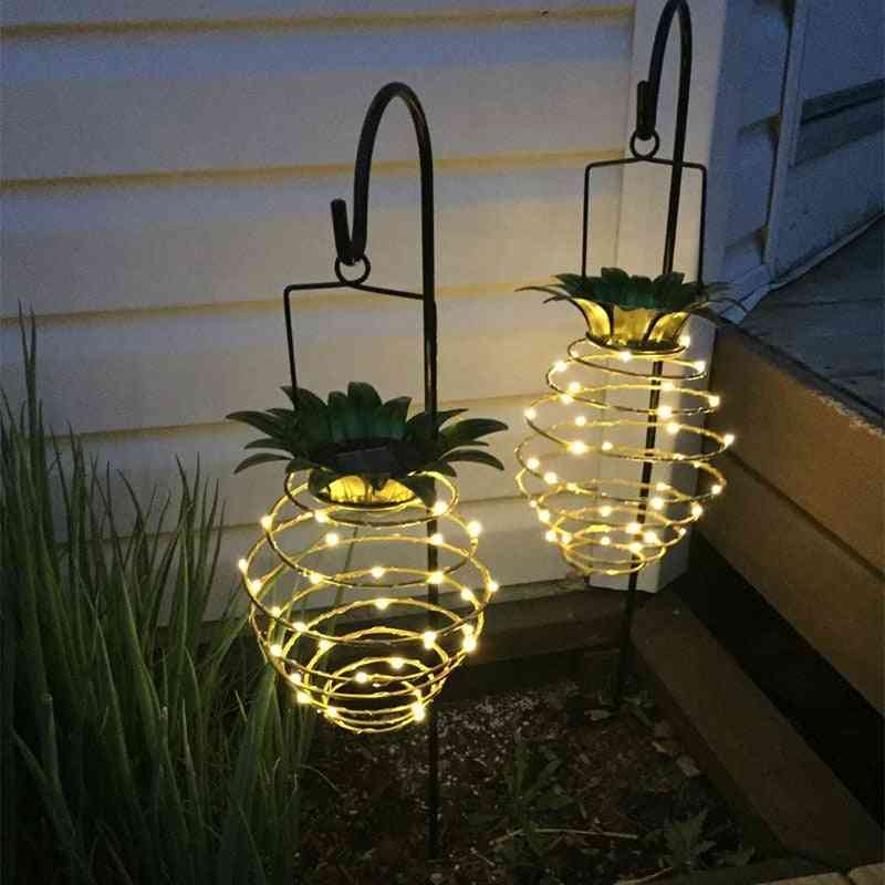 Lumières solaires de jardin de forme d'ananas imperméables, lampe de mur pour la suspension extérieure