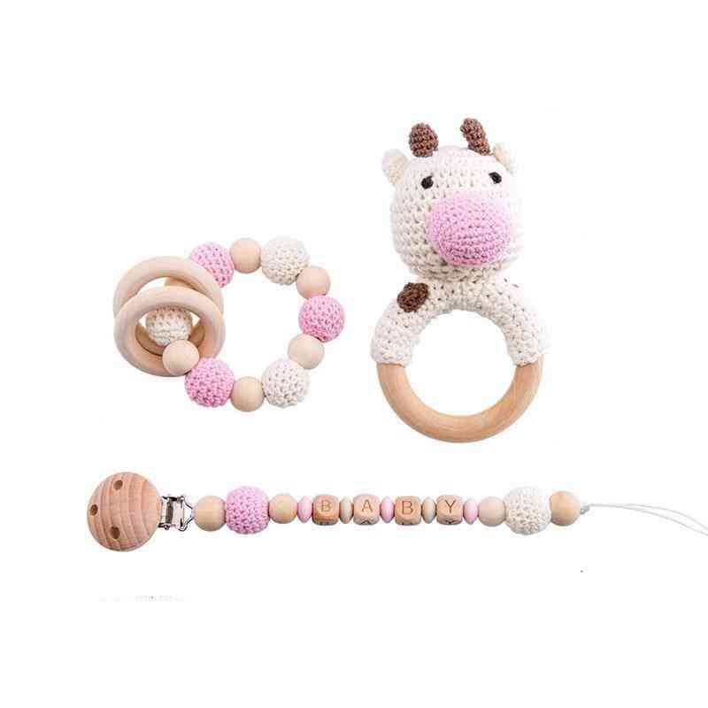 Amigurumi, Elephant, Owl Shape Rattle Bell - Pacifier Clip Toy
