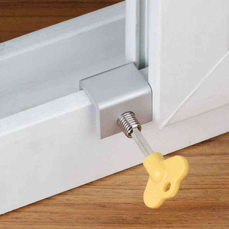 Justerbar skydevindu lås - stop aluminiumslegering dørkarmesikkerhed med nøgler hjemmekontor sikkerhed vindueslås -