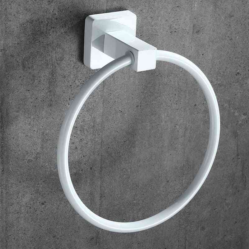 White Towel Ring Round Style Shape Wall-mounted Holder -hanger